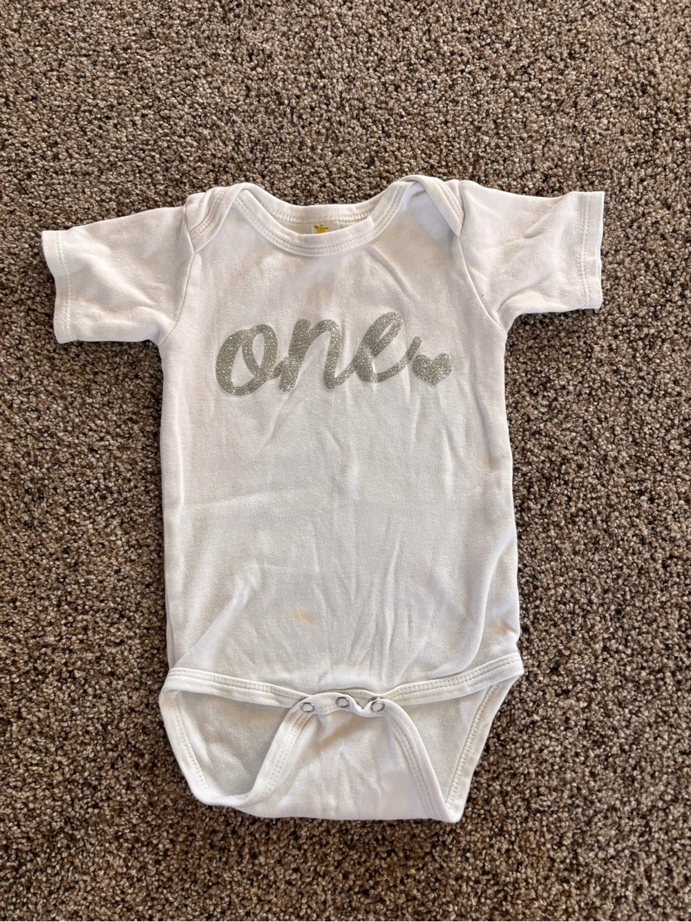 White "One" Glitter Graphic Baby One-Piece